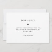 Delicate Script & Hart Bloemenmeisje Voorstel Kaar Kaart (Achterkant)