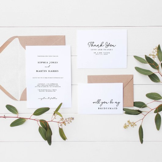 Delicate script moderne elegante dank u Card Bedankkaart