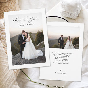 Delicate Script Photo Wedding Dank u kaart