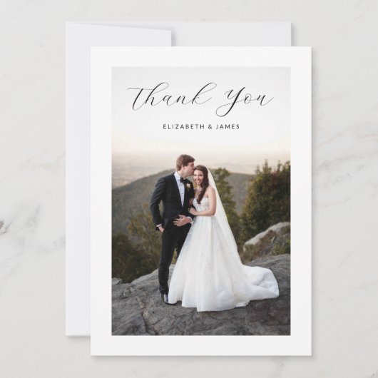 Delicate Script Photo Wedding Dank u kaart (Voorkant)