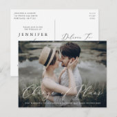 Delicate Script Wijziging Van Plannen Uitstel Aankondigingskaart (Voorkant / Achterkant)