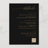 Delicate Script Zwart en Goud Bruiloft Details Informatiekaartje (Voorkant)