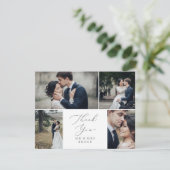 Delicate Silver 4 Photo Template Thank You Card Bedankkaart (Staand voorkant)