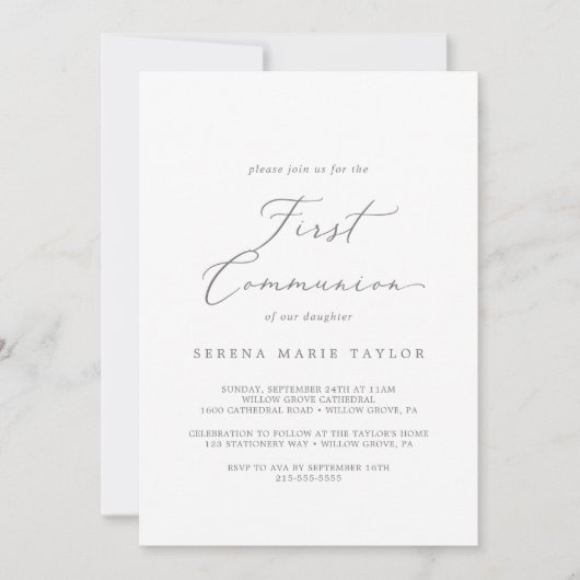 Delicate Silver Calligraphy First Community Kaart (Voorkant)