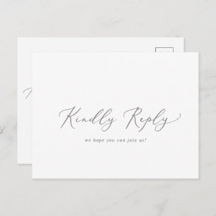 Delicate Silver Calligraphy Song RSVP Briefkaart