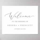 Delicate Silver Calligraphy Weddenschap Welcome Poster (Voorkant)