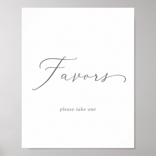 Delicate Silver Calligraphy Wedding Favors Sign Poster (Voorkant)