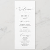 Delicate Silver Calligraphy Wedding Programme Programma (Voorkant)