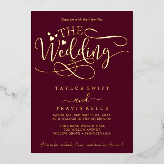 Delicate Silver Foil Calligrafie | De bruiloft van Folie Uitnodiging (Voorkant)