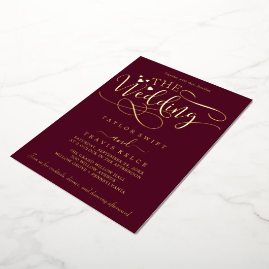 Delicate Silver Foil Calligrafie | De bruiloft van Folie Uitnodiging (Gedraaid)