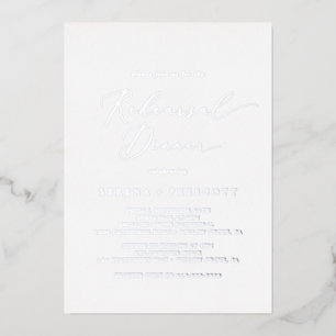Delicate Silver Foil Calligraphy Rehearsal Dinner Folie Uitnodiging