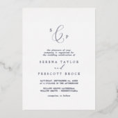 Delicate Silver Foil Formal Monogram Weddenschap Folie Uitnodiging (Voorkant)