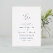 Delicate Silver Foil Formal Monogram Weddenschap Folie Uitnodiging (Staand Voorkant)