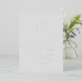 Delicate Silver Foil Grey Formal Monogram Weddensc Folie Uitnodiging (Staand Voorkant)