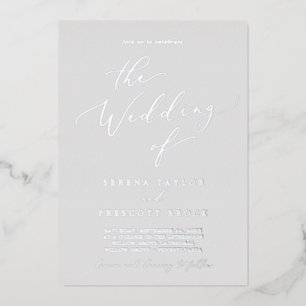 Delicate Silver Foil Grijs de bruiloft van Folie Uitnodiging