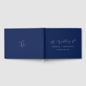 Delicate Silver Gray en Navy Monogram Weddenschap Gastenboek (Volledig)
