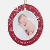 Delicate sneeuw | Eerste kerstfoto baby's Keramisch Ornament (Links)