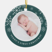 Delicate sneeuw | Eerste kerstfoto baby's Keramisch Ornament (Voorkant)