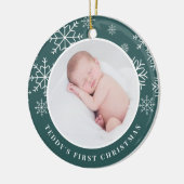 Delicate sneeuw | Eerste kerstfoto baby's Keramisch Ornament (Links)