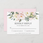 Delicate Soft Ivory Blush Bloemen Huwelijk RSVP Ka (Voorkant / Achterkant)