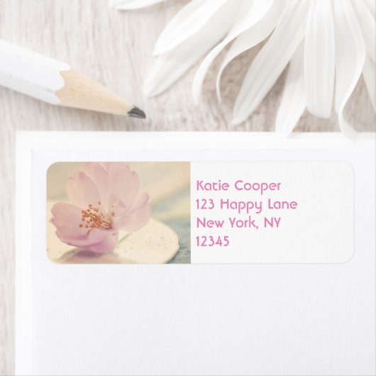 Delicate Soft roze Cherry Blossom Flower Etiket (Insitu)