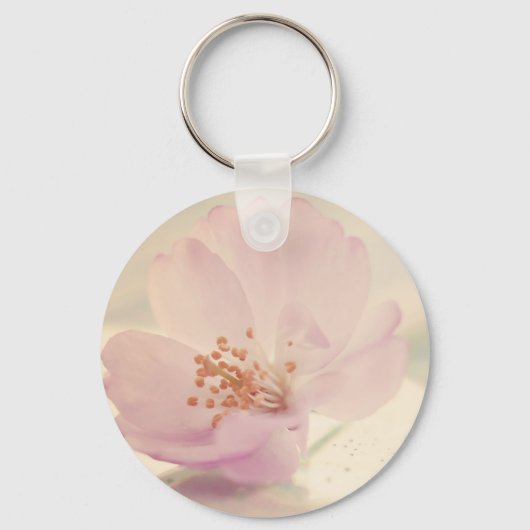 Delicate Soft roze Cherry Blossom Flower Sleutelhanger (Voorkant)