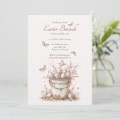  Delicate Springtime Pastel Paasbrunch Kaart (Staand voorkant)