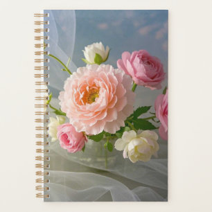 Delicate tijdloze elegante roze bloemen planner