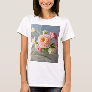Delicate tijdloze elegante roze bloemen t-shirt