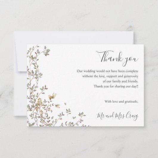 Delicate Tiny Green feuille Mariage vert merci (Devant)