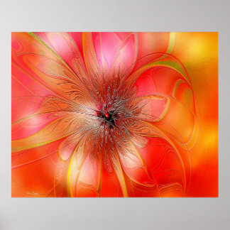 Delicate Tropische Bloem in Oranje en Geel Poster