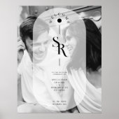 Delicate Vellum Transparency Black White Initials Poster (Voorkant)