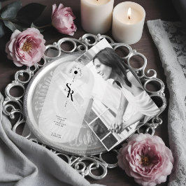 Delicate Vellum Transparency Elegant Black & White Uitnodigingen