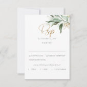 Delicate Verdure et Feuilles d'or mariage RSVP (Devant)