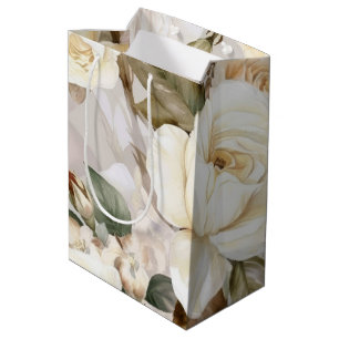 Delicate Vintage Crème Witte Rozen Medium Cadeauzakje