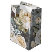 Delicate Vintage Crème Witte Rozen Medium Cadeauzakje (Achterkant Gekanteld)
