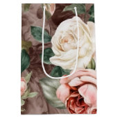 Delicate Vintage Roze en Witte Rozen Medium Cadeauzakje (Achterkant)