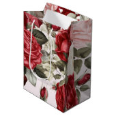 Delicate vintage roze witte en rode rozen  medium cadeauzakje (Voorkant Gekanteld)