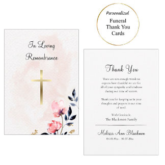 Delicate Watercolor Bloemen Katholieke Uitvaart Bedankkaart