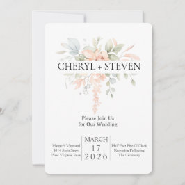 Delicate Watercolor Bouquet – Pink Roses Floral De Kaart