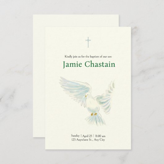 Delicate Watercolor Dove Doop I Kaart (Voorkant / Achterkant)