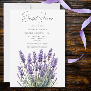 Delicate Watercolor Heather Bruidsuitnodiging  Kaart