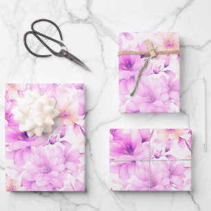 Delicate Watercolor Roze Bloemen Inpakpapier Vel