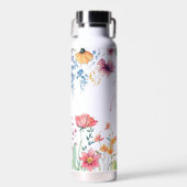 Delicate Watercolor Wildflower Personalized Waterfles (Voorkant)