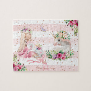 Delicate Waterverf Ballerina en Unicorn Monogram Legpuzzel