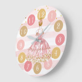 Delicate Waterverf Ballerina Pink Monogram Grote Klok (Hoek)