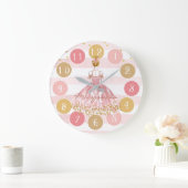 Delicate Waterverf Ballerina Pink Monogram Grote Klok (Huis)