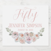 Delicate Waterverf bleke Blush roze tekst Sparkling Wijnetiket (Enkel label)