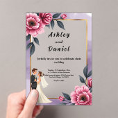 Delicate Waterverf Bloemenbruid en bruidegom bruil Acryl Uitnodigingen (Insitu (Draagbaar))