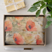 Delicate Waterverf Bold Sinaasappel Poppy Blooms Tissuepapier (Geschenk)